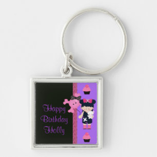 Gothic Girlie Cupcake Birthday Sleutelhanger
