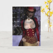 Gothic Girls Victorian Winter greeting card Kaart (Gele Bloem)