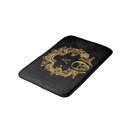 Gothic Glam | Bath Mat | Monogram goudschedel (Gekanteld)