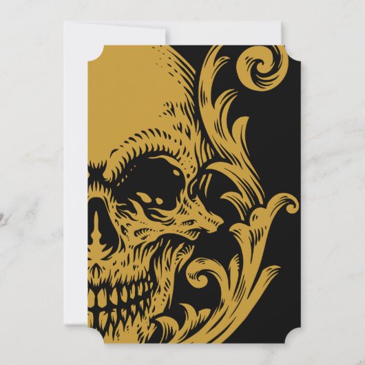 Gothic Glam Black & Gold  Skull Halloween I Kaart (Achterkant)