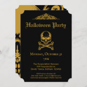 Gothic Glam Black & Gold  Skull Halloween I Kaart (Voorkant / Achterkant)