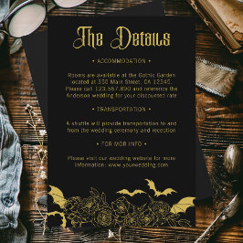 Gothic Glam Black Gold Wedding Details Informatiekaartje