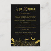 Gothic Glam Black Gold Wedding Details Informatiekaartje (Voorkant)