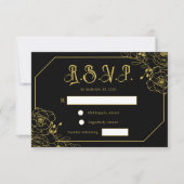 Gothic Glam Black Gold Wedding RSVP Enclosure Kaar (Voorkant)