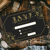 Gothic Glam Black Gold Wedding RSVP Enclosure Kaar