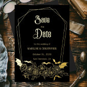 Gothic Glam Black Wedding Bewaar de datum Folie Uitnodiging