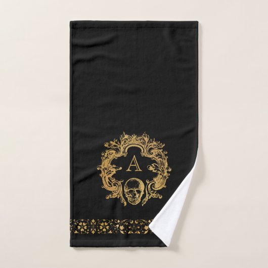 Gothic Glam | Dataset | Monogram goudschedel Bad Handdoek (Handdoek)