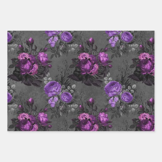 Gothic Glam Floral Skull Inpakpapier Vel (Voorkant 2)