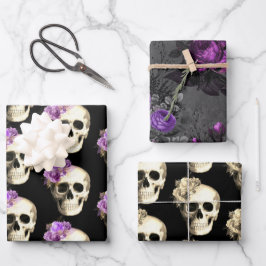 Gothic Glam Floral Skull Inpakpapier Vel