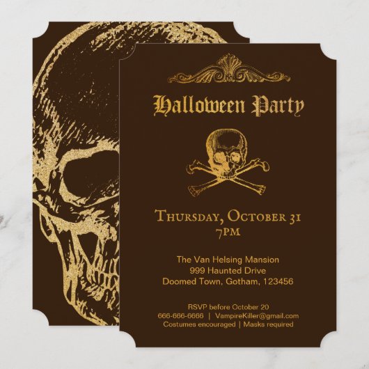Gothic Glam | Invitations | Brown Kaart (Voorkant / Achterkant)