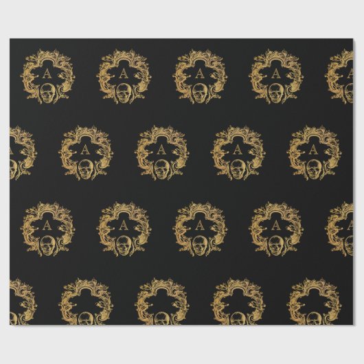 Gothic Glam Monogram Skull | Cadeaupapier (Vlak)