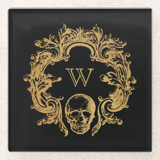 Gothic Glam | Onderzetters van glas | Zwart (Voorkant)