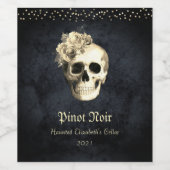 Gothic Glam Party Skull Wijn Etiket (Enkel label)
