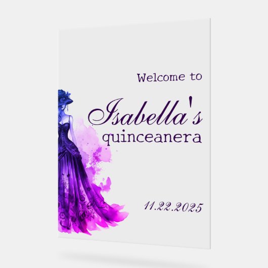 Gothic Glam Quince paarse Acryl Bord (Hoek)