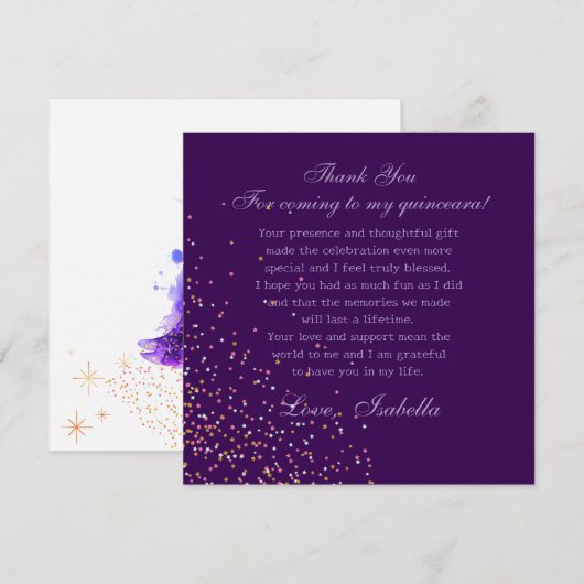 Gothic Glam Quince paarse Bedankkaart (Voorkant / Achterkant)