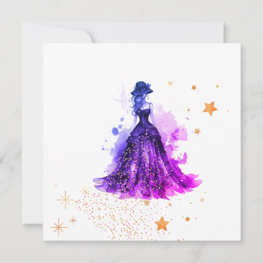 Gothic Glam Quince paarse Bedankkaart (Achterkant)