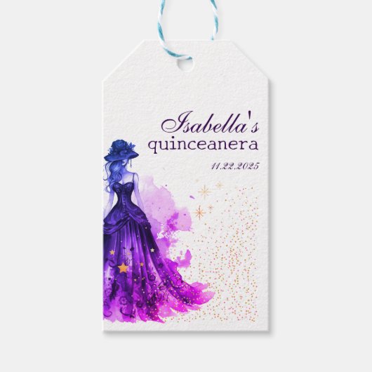 Gothic Glam Quince paarse jurk Cadeaulabel (Voorkant)