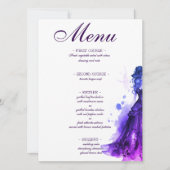 Gothic Glam Quince paarse menu Quinceañera (Voorkant)