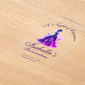 Gothic Glam Quince waterverf paarse jurk Acryl Uitnodigingen (Laagn)