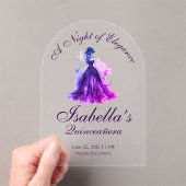 Gothic Glam Quince waterverf paarse jurk Acryl Uitnodigingen (Insitu (Draagbaar))