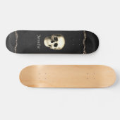 Gothic Glam Skull Black Waterverf Gepersonaliseerd Persoonlijk Skateboard (Horizontaal)