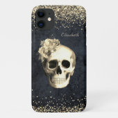 Gothic Glam Skull Gold Glitter Case-Mate iPhone Case (Achterkant)