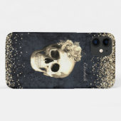 Gothic Glam Skull Gold Glitter Case-Mate iPhone Case (Achterkant (horizontaal))