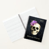 Gothic Glam Skull Paarse Rozen Gepersonaliseerd Notitieboek (Binnen)