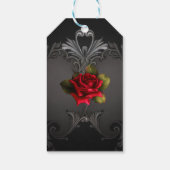 Gothic Glamor Red Rose Black Ornamental Glam Cadeaulabel (Achterkant)