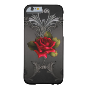 Gothic Glamor Red Rose Black Ornamental Glam Barely There iPhone 6 Hoesje