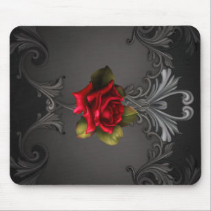Gothic Glamor Red Rose Black Ornamental Glam Muismat