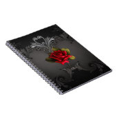 Gothic Glamor Red Rose Black Ornamental Glam Notitieboek (Rechterzijde)