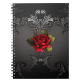 Gothic Glamor Red Rose Black Ornamental Glam Notitieboek
