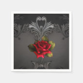 Gothic Glamor Red Rose Black Ornamental Glam Servetten (Voorkant)