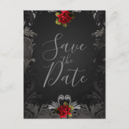 Gothic Glamour Rode Roos Sierobject Save the Date Aankondigingskaart