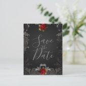 Gothic Glamour Rode Roos Sierobject Save the Date Aankondigingskaart (Staand voorkant)