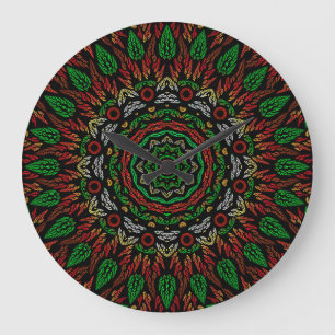 Gothic Glas in lood verlaat Mandala Pattern Grote Klok