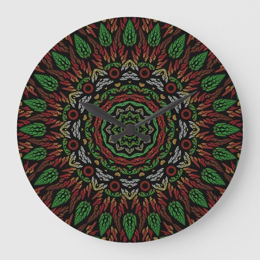 Gothic Glas in lood verlaat Mandala Pattern Grote Klok (Voorkant)