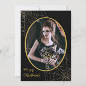 Gothic Glitter Spider Web Merry Kerstry 1 Foto Feestdagenkaart (Voorkant)