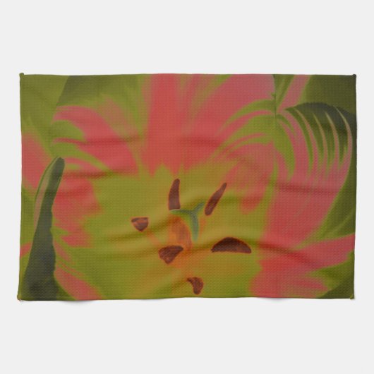 Gothic Gloomy Red Tulip Kitchen Towel Theedoek (Horizontaal)