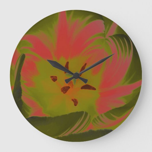 Gothic Gloomy Red Tulip Wall klok (Voorkant)