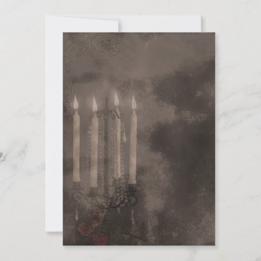 Gothic Glow Candle Light Rozen Weddenschap Kaart (Voorkant)