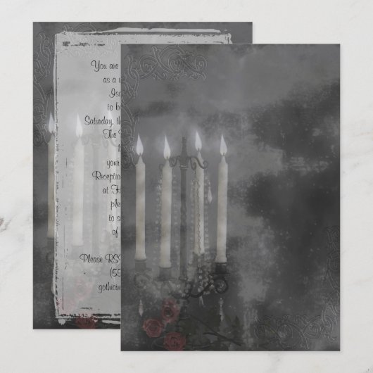 Gothic Glow Candle Light Rozen Weddenschap set Kaart (Voorkant / Achterkant)