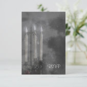 Gothic Glow Candle Light Rozen Weddenschap set RSVP Kaartje (Staand voorkant)
