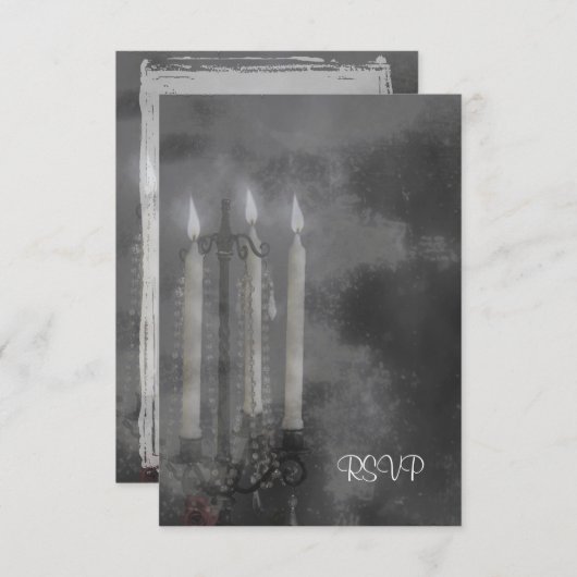 Gothic Glow Candle Light Rozen Weddenschap set RSVP Kaartje (Voorkant / Achterkant)