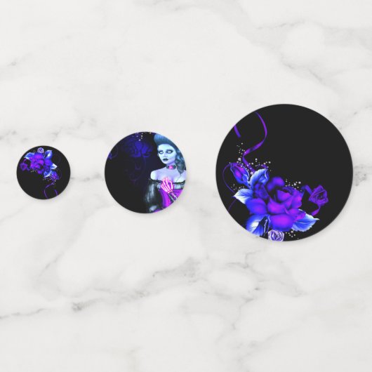 Gothic Glow Skeleton Skull Girl Halloween Party Confetti (Achterkanten)