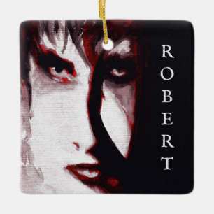 Gothic God Post Punk Goth Muziek Man Portret Kunst Keramisch Ornament