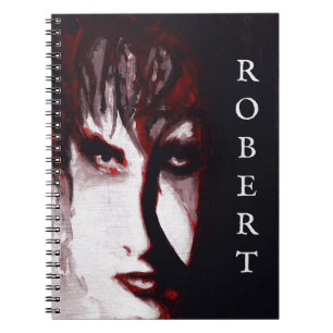 Gothic God Post Punk Goth Muziek Man Portret Kunst Notitieboek