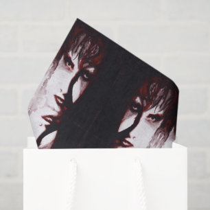 Gothic God Post Punk Goth Muziek Man Portret Kunst Tissuepapier