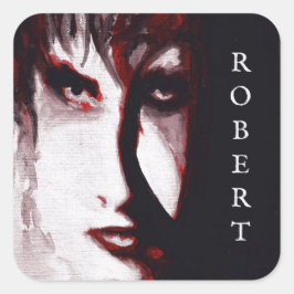 Gothic God Post Punk Goth Muziek Man Portret Kunst Vierkante Sticker
